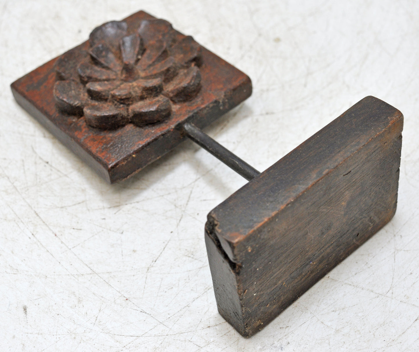 Antique Wooden Floral Carving Plaque on Stand Original Old Hand Carved