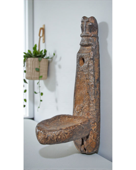 Antique Wooden Horse Shaped Wall Candle Holder Original Old Hand Carved