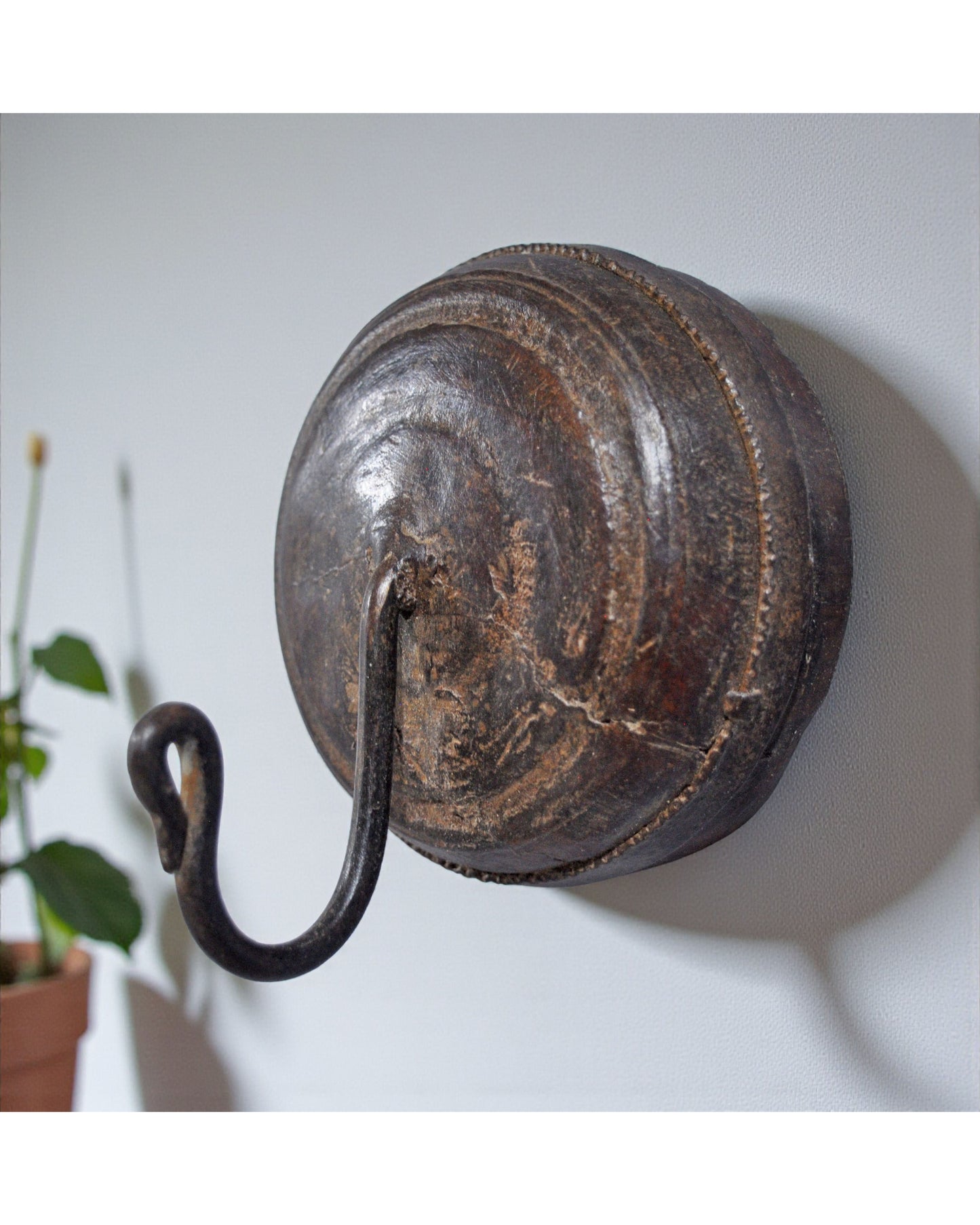 Antique Wooden Wall Hanging 1 Hook Hanger Original Old Hand Carved