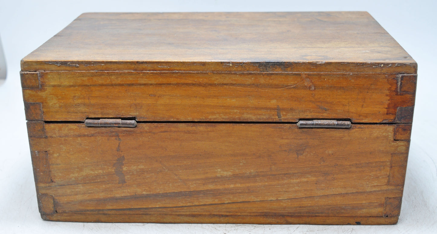 Antique Teak Wood Storage Chest Box Original Old Hand Crafted