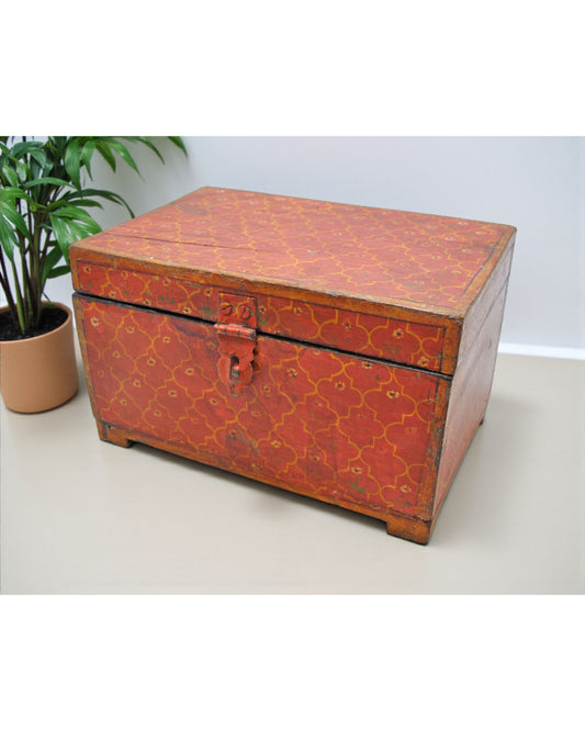 Vintage Wooden Storage Chest Box Original Old Hand Crafted Painted