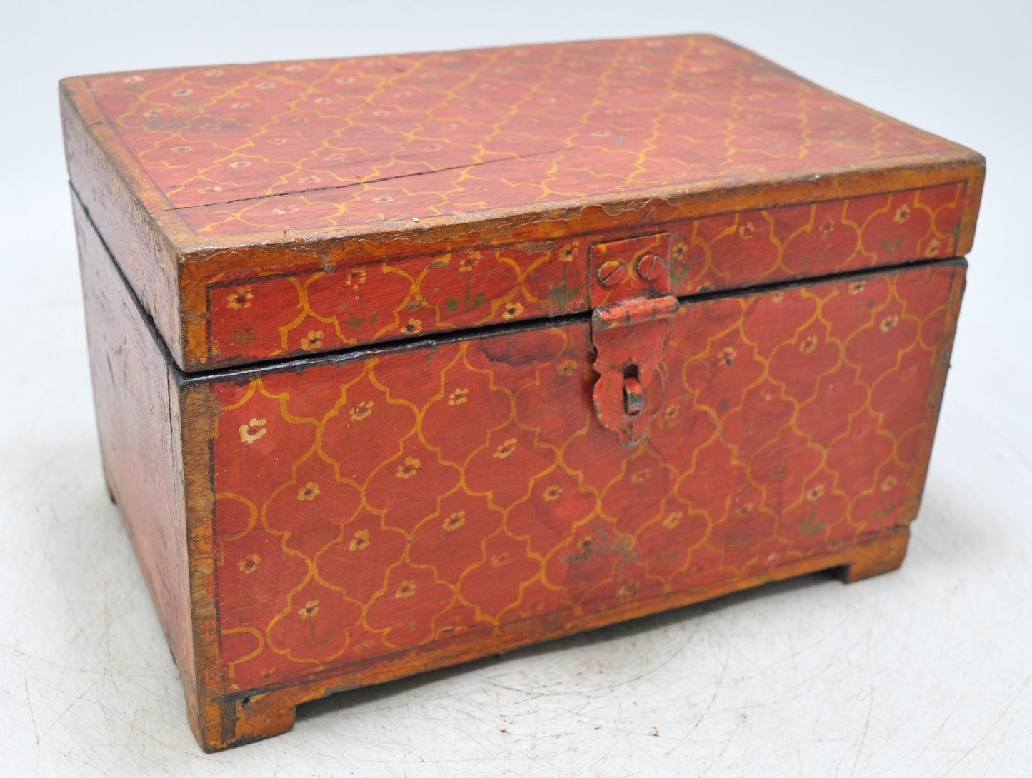 Vintage Wooden Storage Chest Box Original Old Hand Crafted Painted