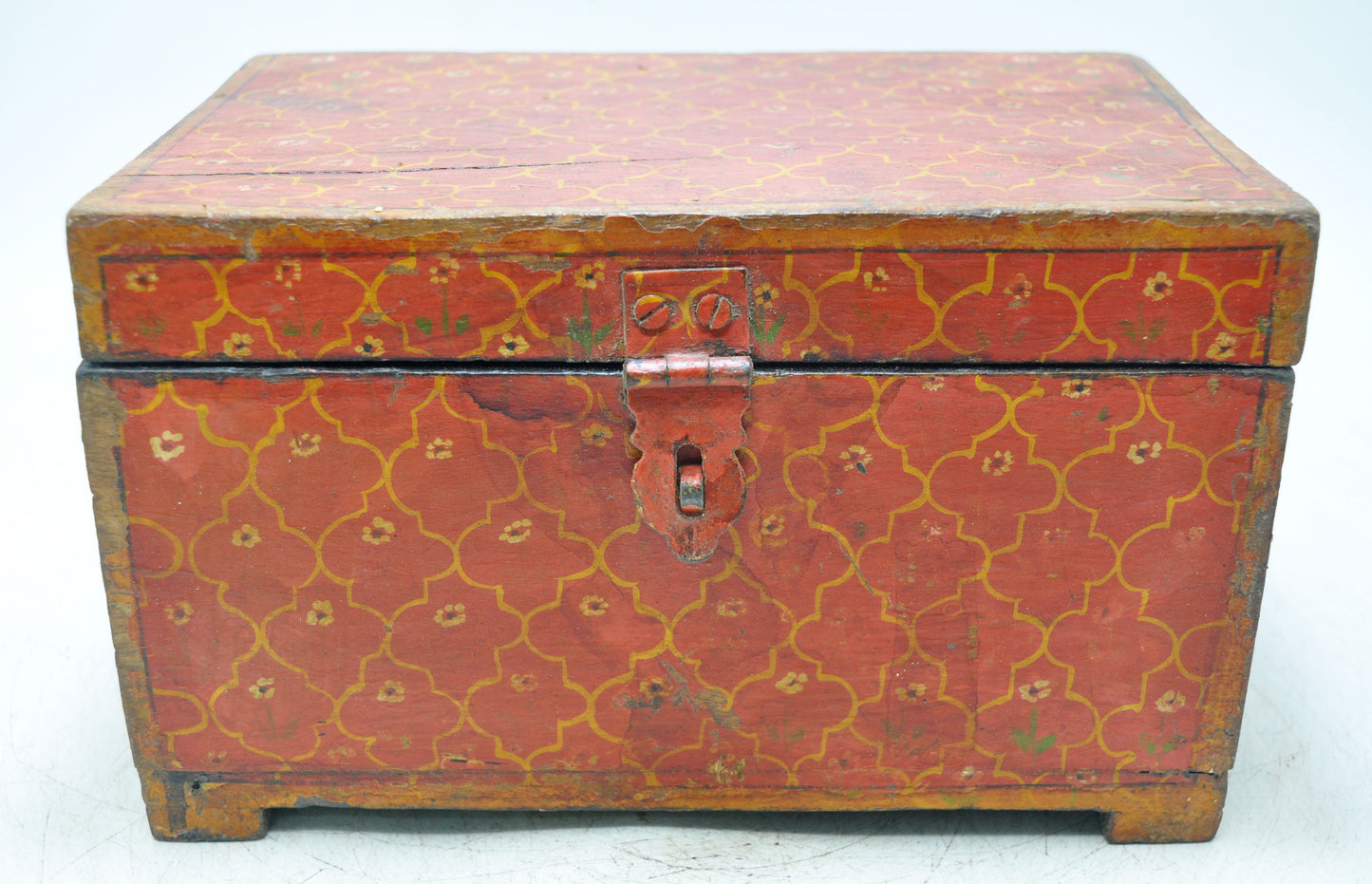 Vintage Wooden Storage Chest Box Original Old Hand Crafted Painted
