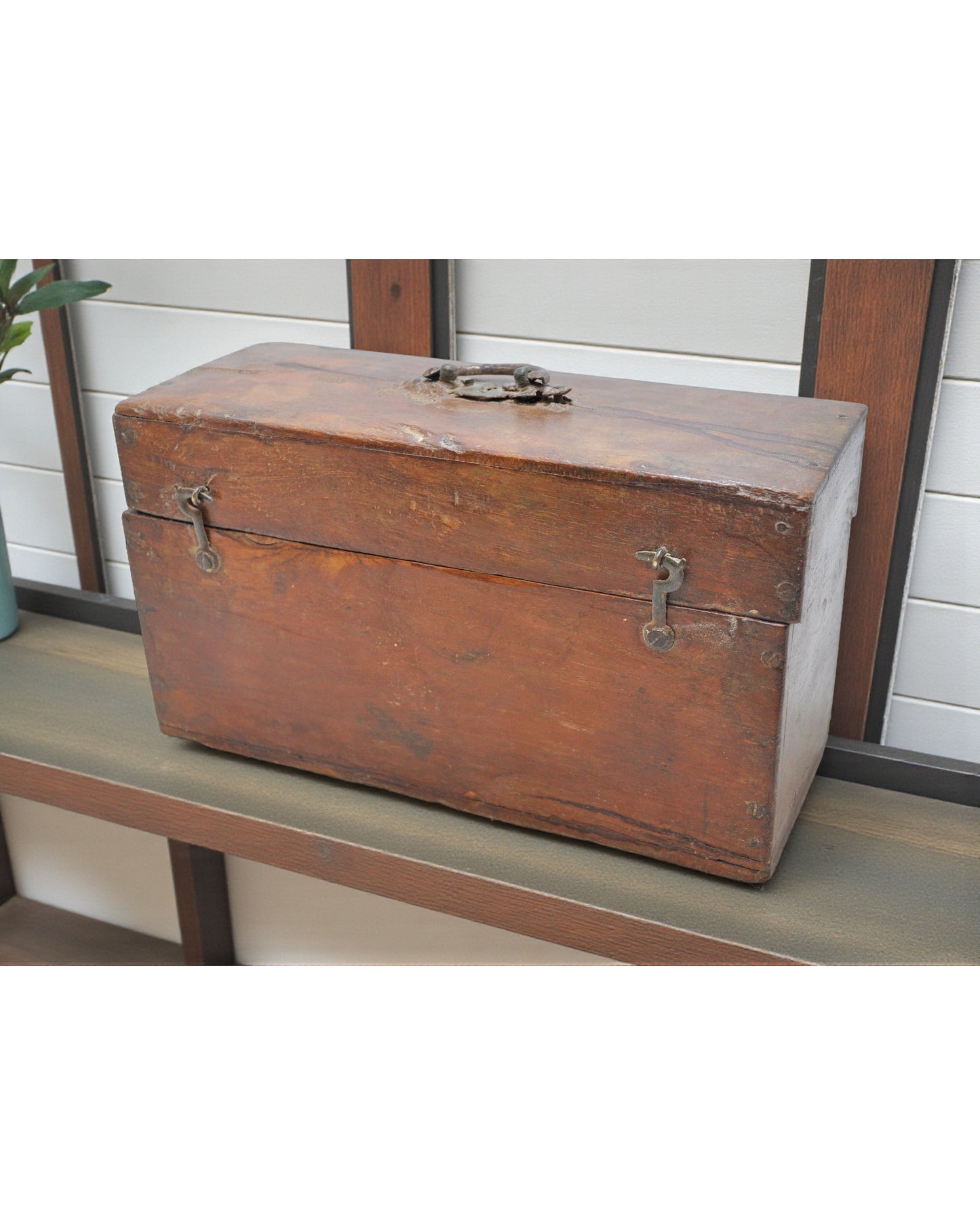 Antique Teak Wood Storage Chest Box Original Old Hand Crafted