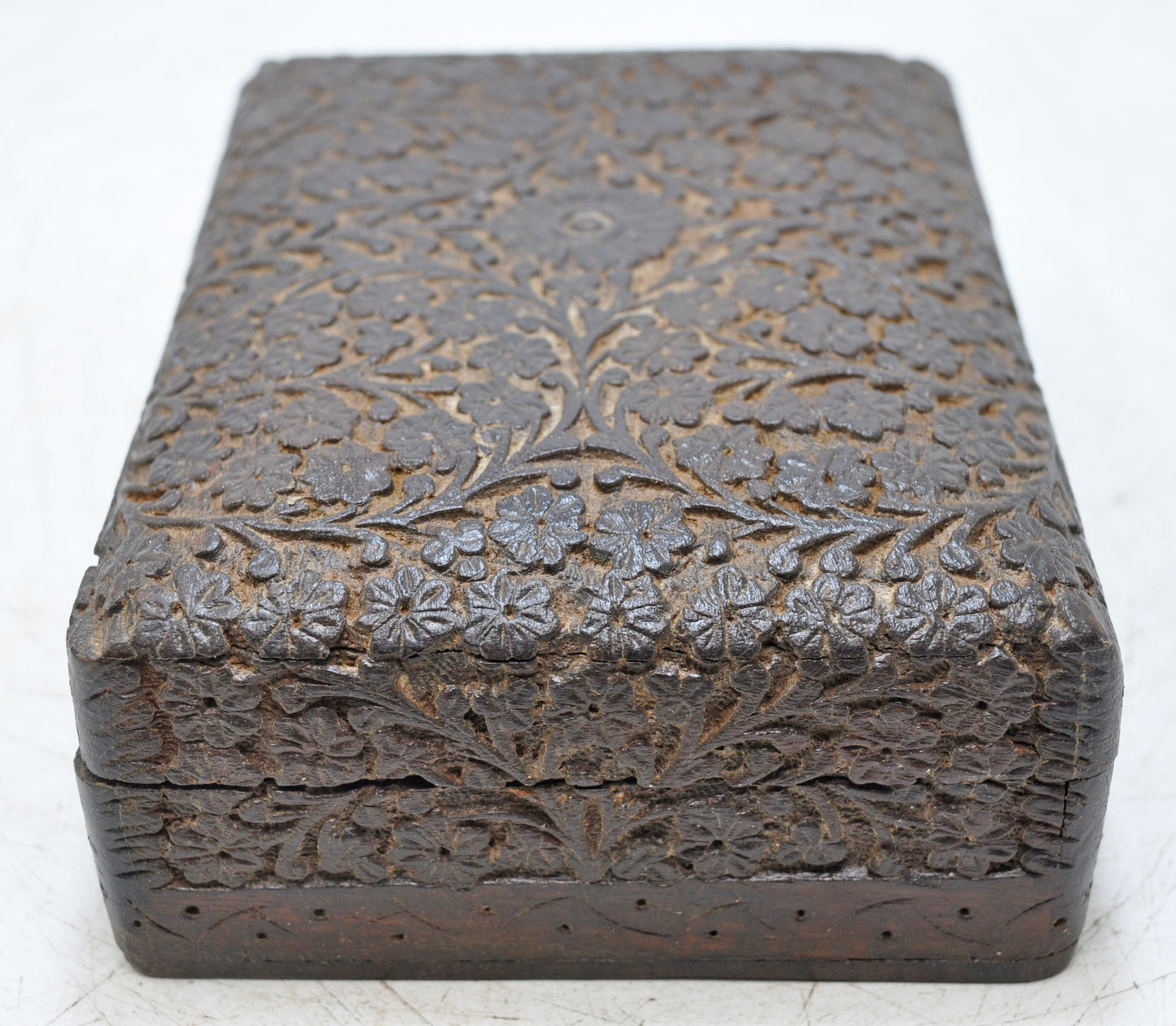 Vintage Wooden Small Jewelery Storage Box Original Old Fine Carved