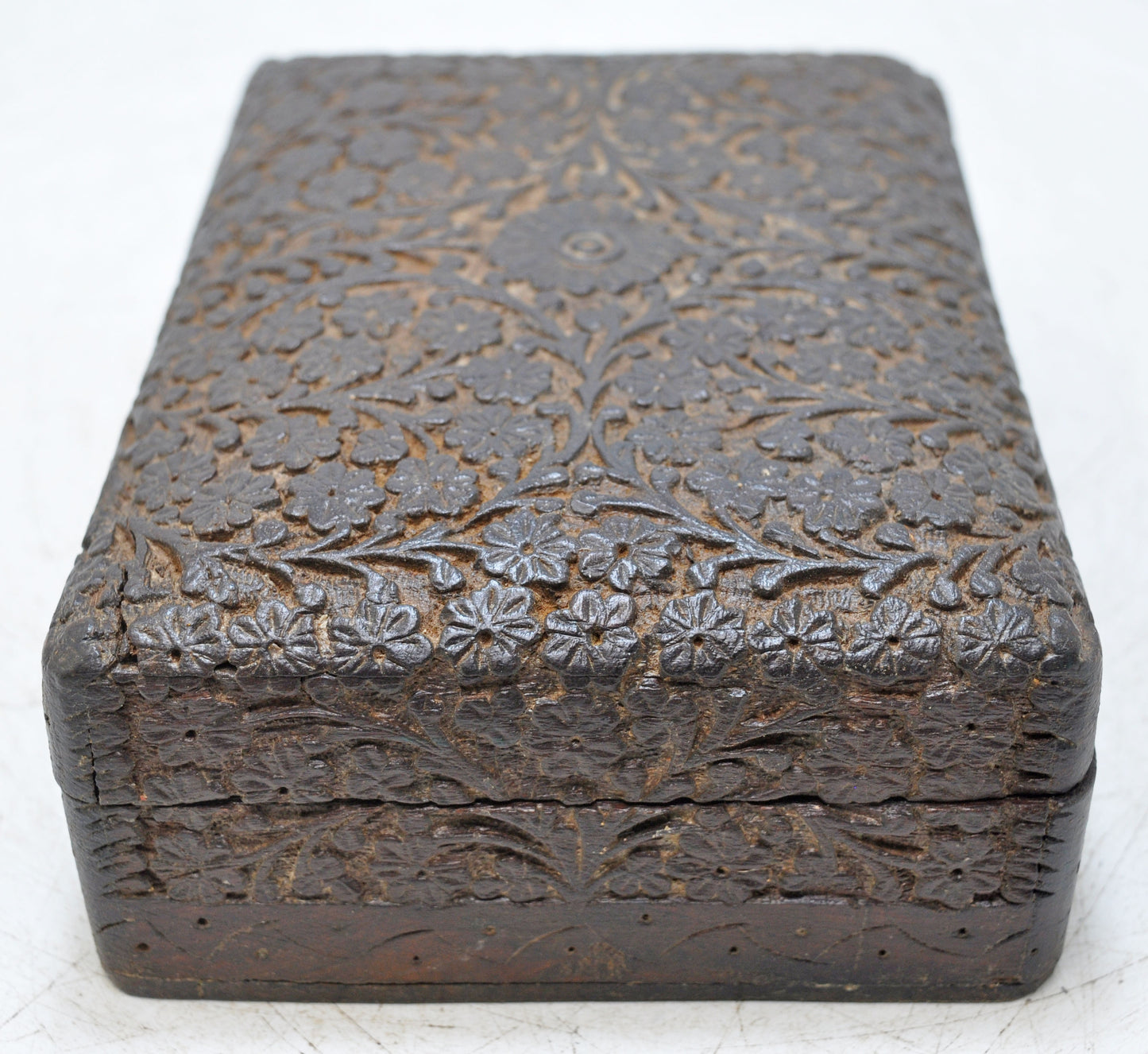 Vintage Wooden Small Jewelery Storage Box Original Old Fine Carved