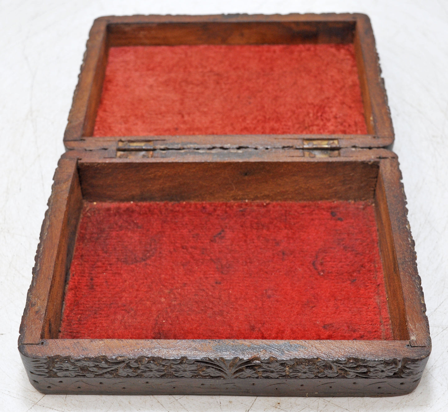 Vintage Wooden Small Jewelery Storage Box Original Old Fine Carved