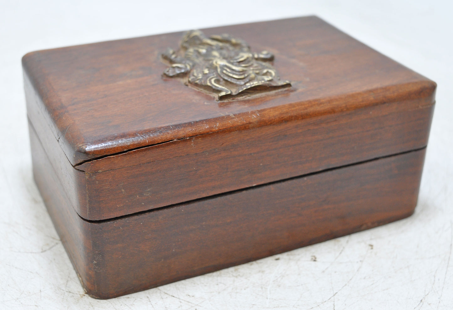 Vintage Wooden Small Storage Box Original Old Hand Crafted Brass Fitted