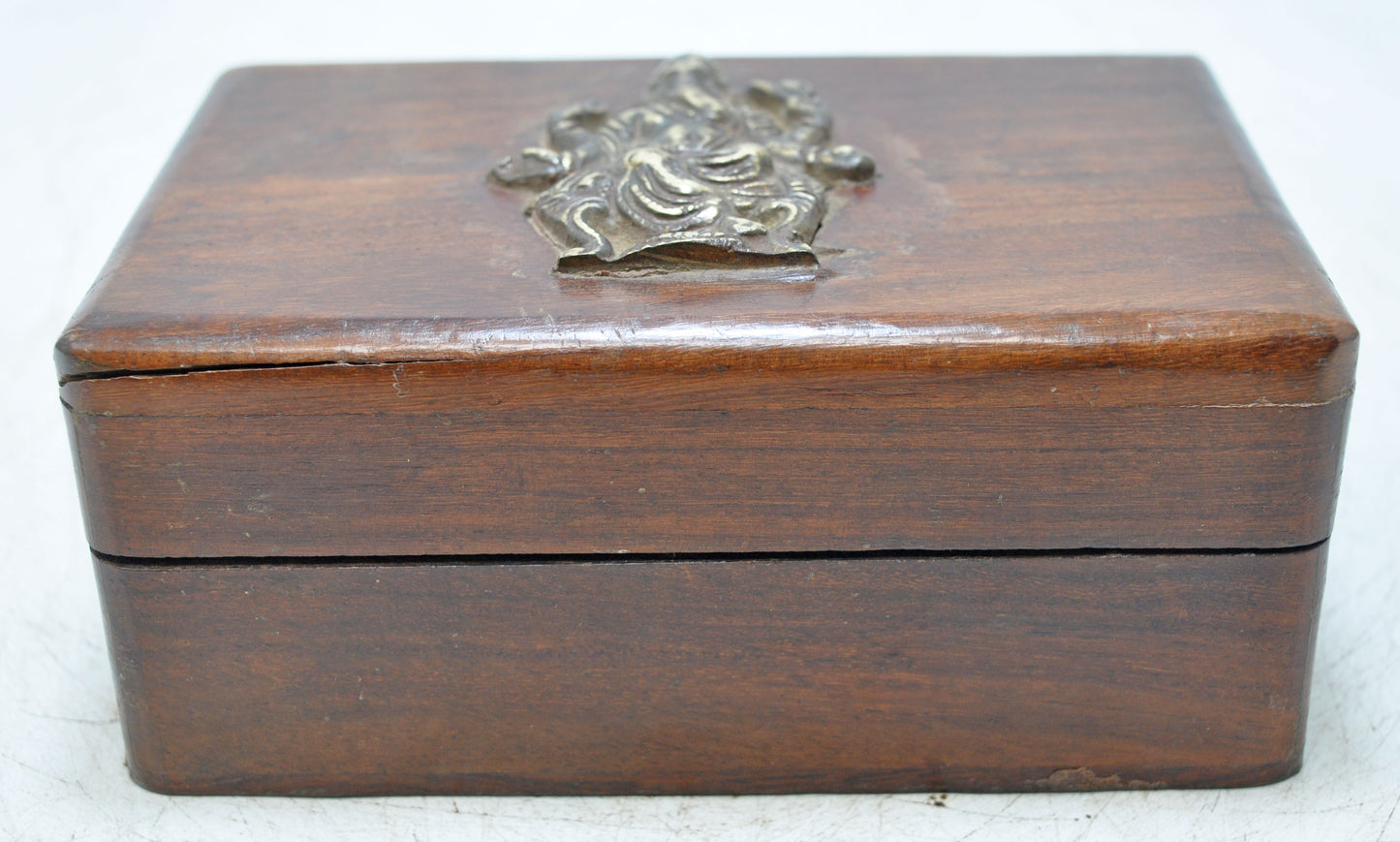 Vintage Wooden Small Storage Box Original Old Hand Crafted Brass Fitted