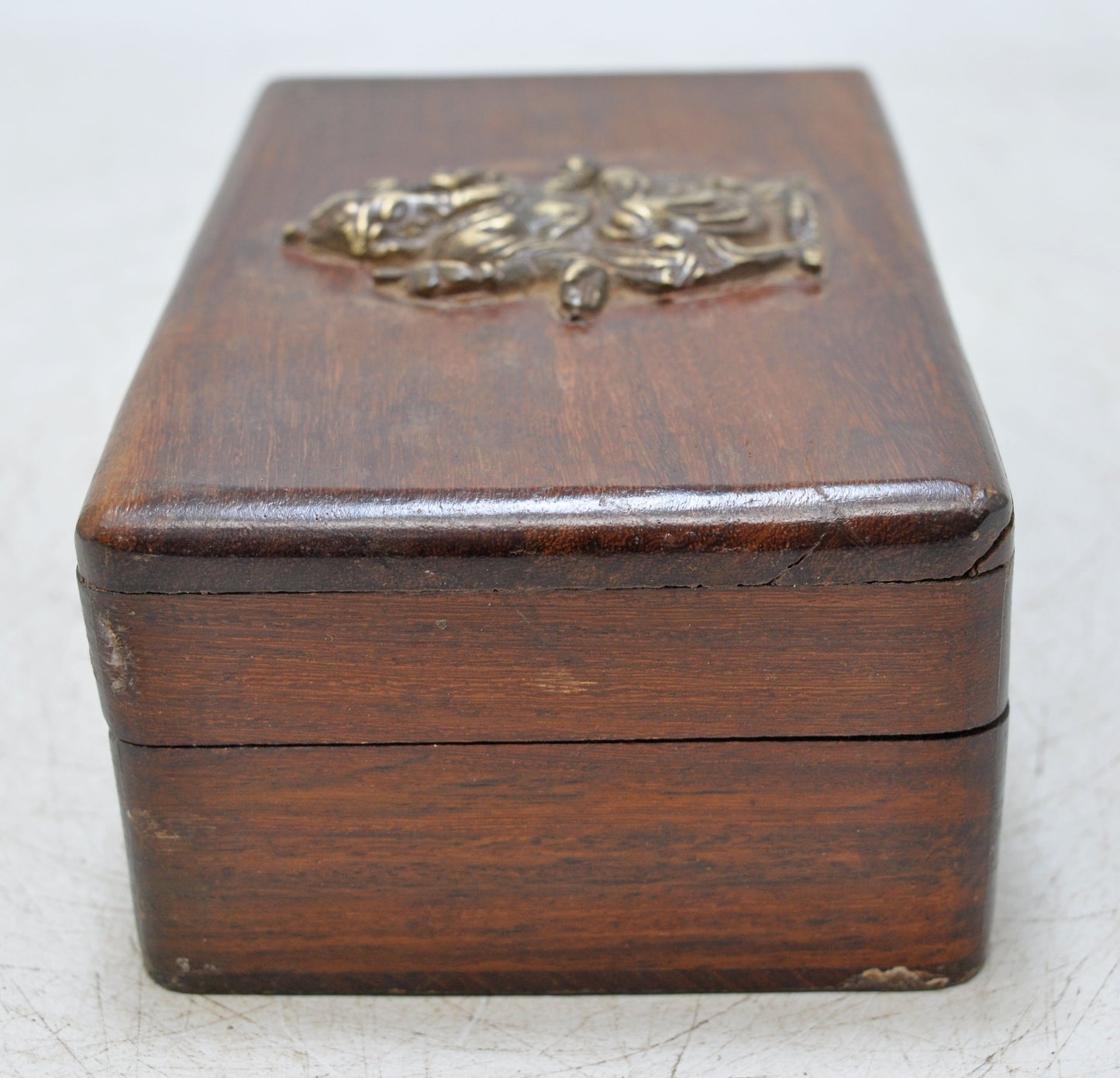 Vintage Wooden Small Storage Box Original Old Hand Crafted Brass Fitted