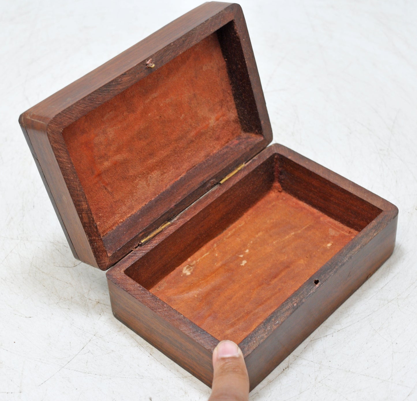 Vintage Wooden Small Storage Box Original Old Hand Crafted Brass Fitted