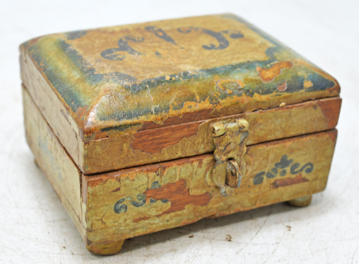 Vintage Wooden Small Storage Box Original Old Hand Crafted Painted