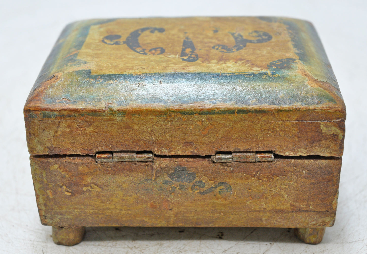Vintage Wooden Small Storage Box Original Old Hand Crafted Painted