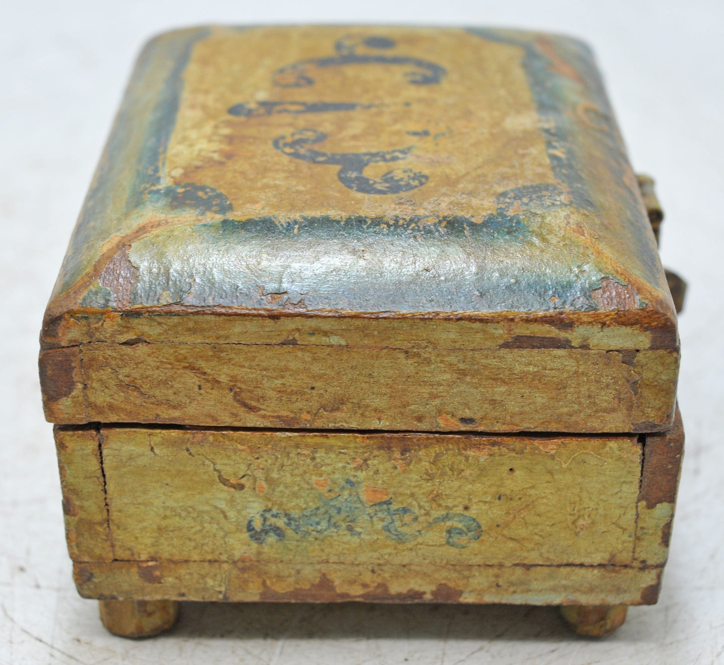 Vintage Wooden Small Storage Box Original Old Hand Crafted Painted