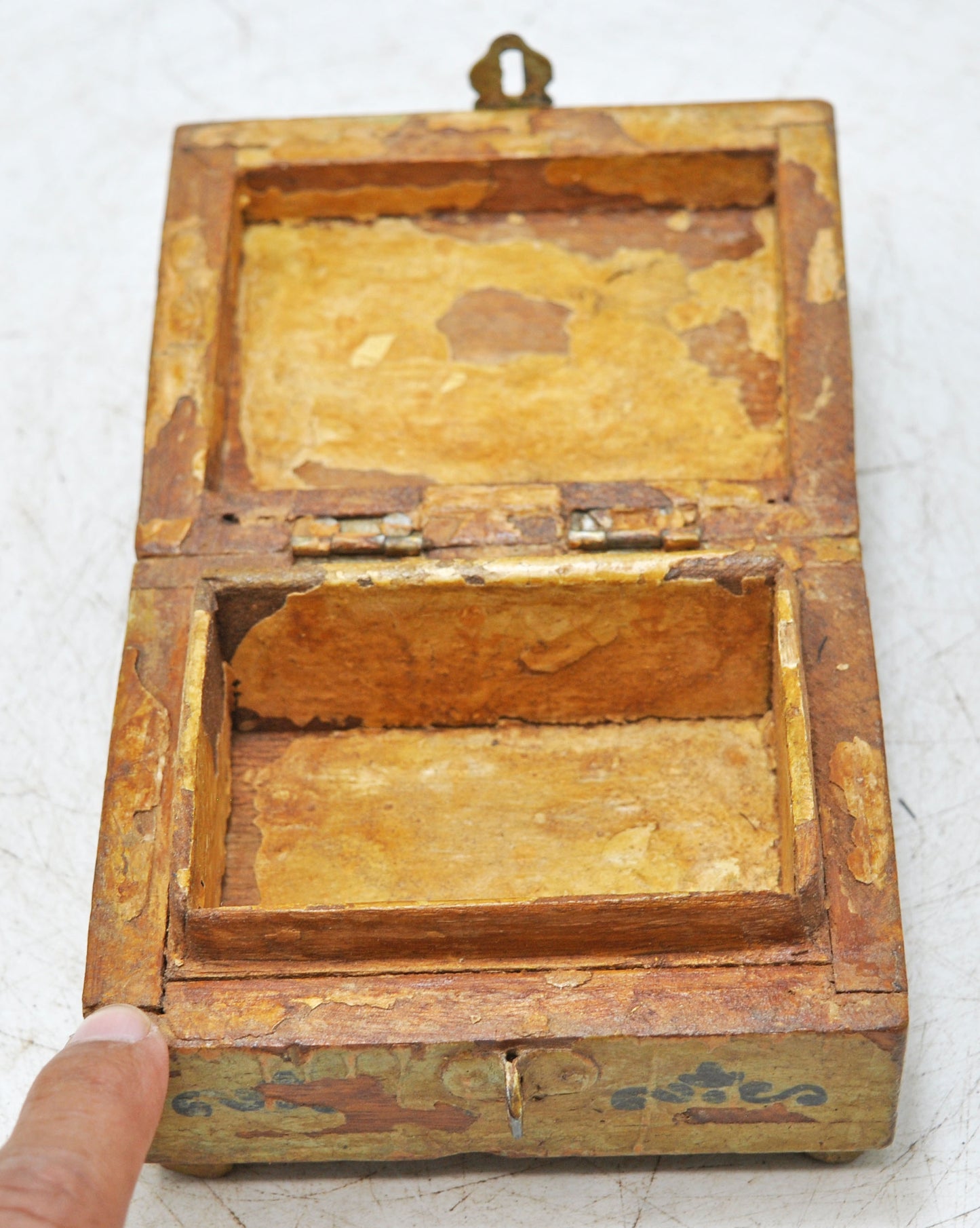 Vintage Wooden Small Storage Box Original Old Hand Crafted Painted