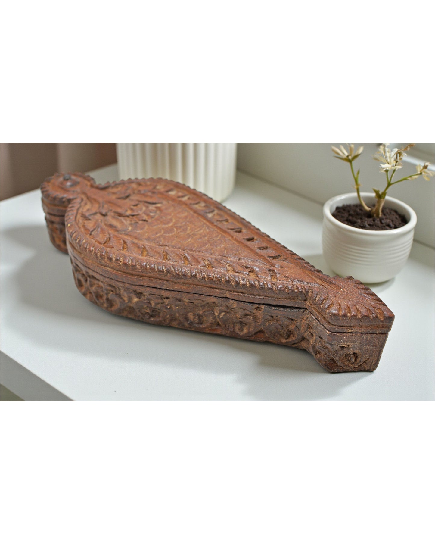 Vintage Wooden Kum Kum Powder Tika Box Original Old Hand Crafted