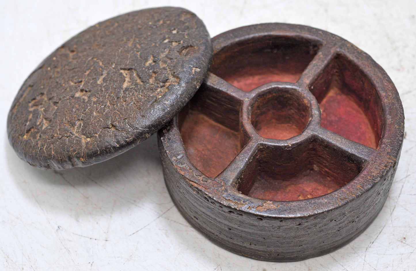 Vintage Wooden Kum Kum Powder Tika Box Original Old Hand Crafted