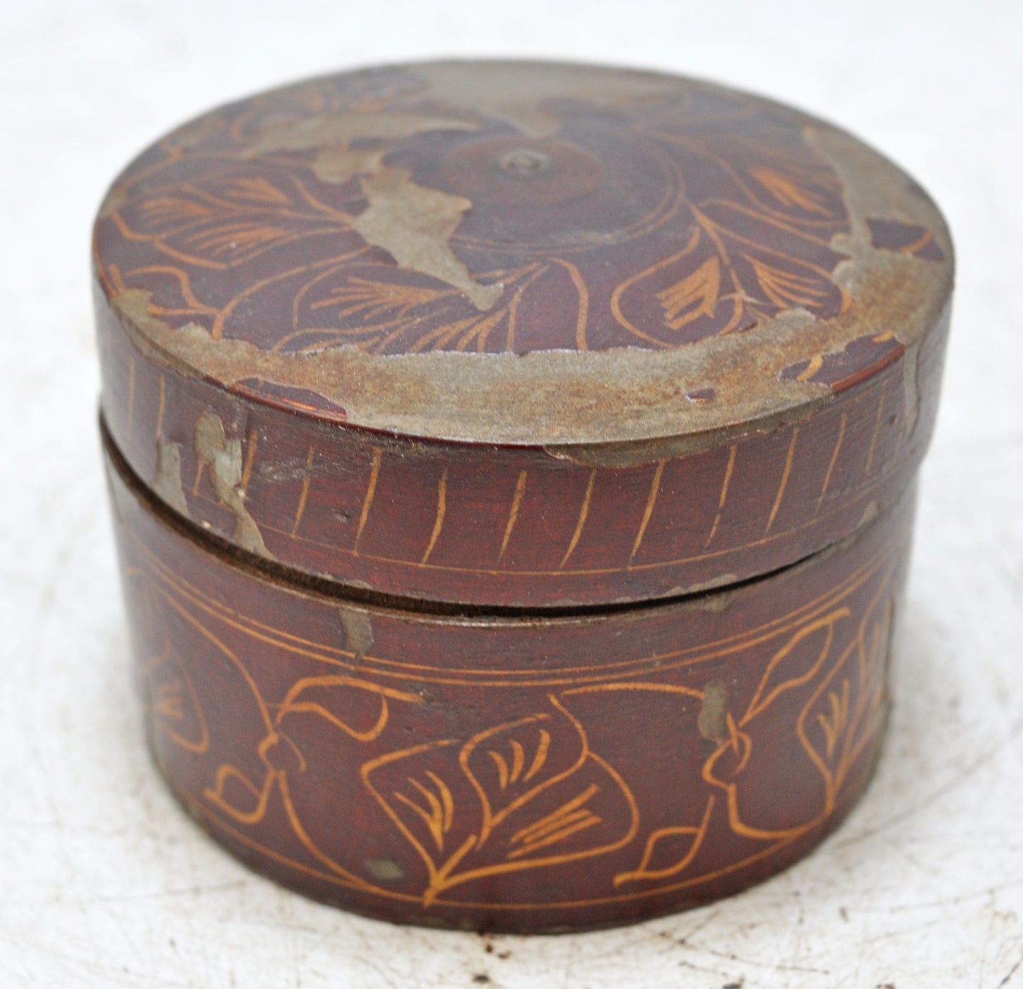 Vintage Wooden Kum Kum Powder Tika Box Original Old Hand Crafted