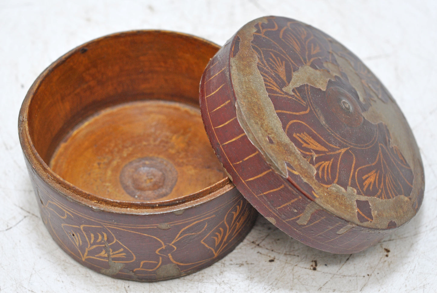 Vintage Wooden Kum Kum Powder Tika Box Original Old Hand Crafted
