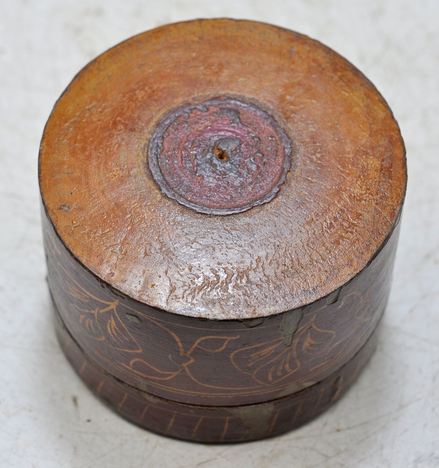 Vintage Wooden Kum Kum Powder Tika Box Original Old Hand Crafted