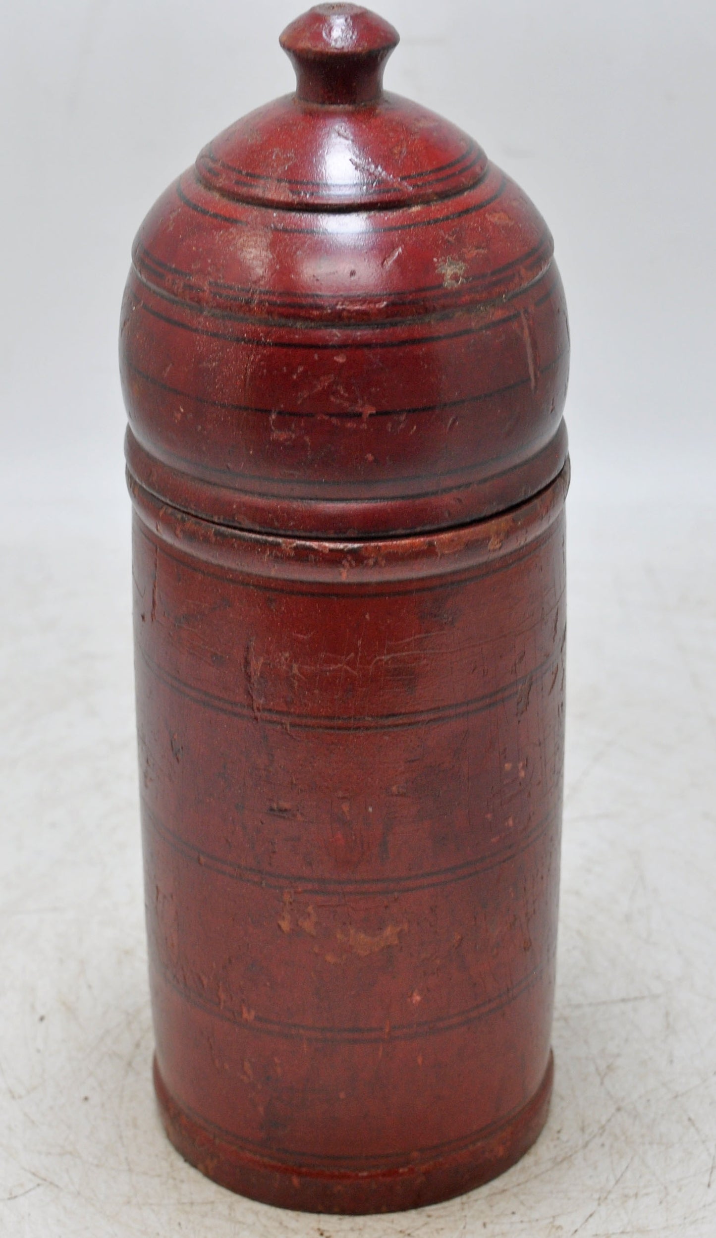 Vintage Wooden Tall Lacquer Painted Candy Box Original Old Hand Crafted