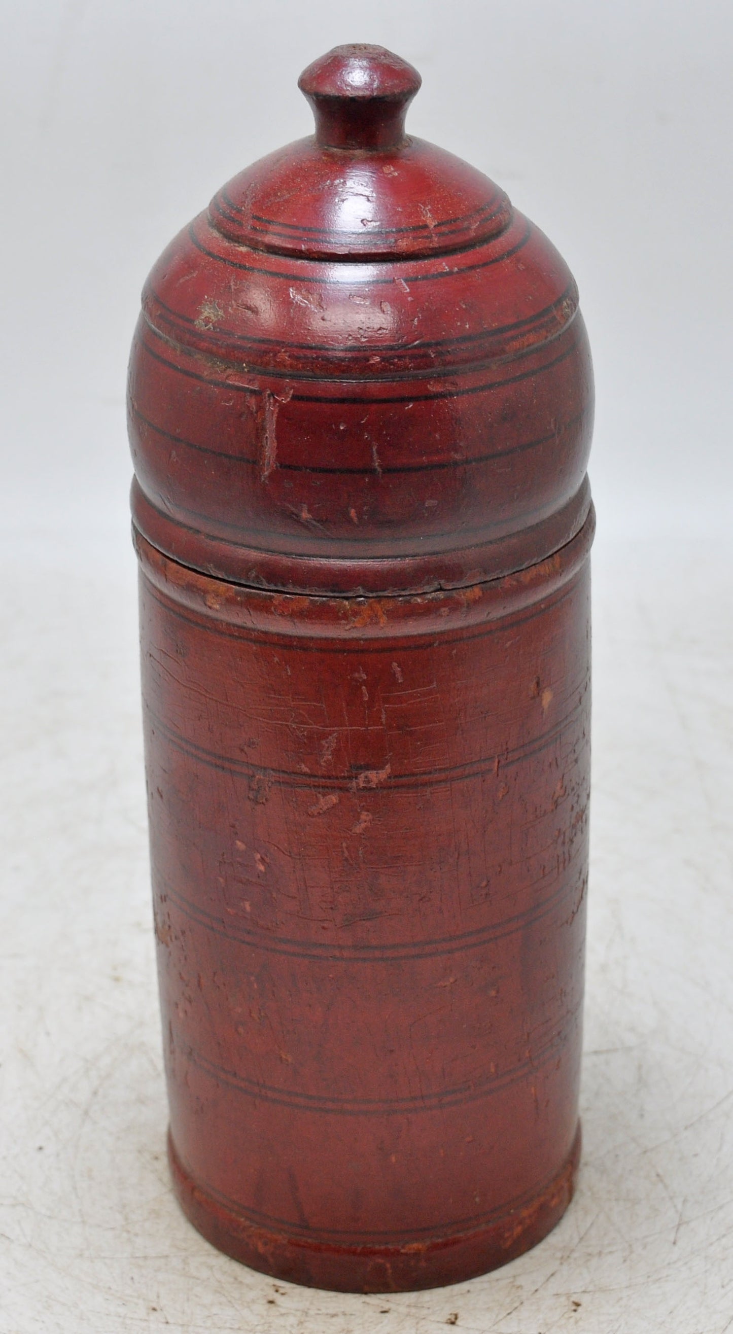 Vintage Wooden Tall Lacquer Painted Candy Box Original Old Hand Crafted