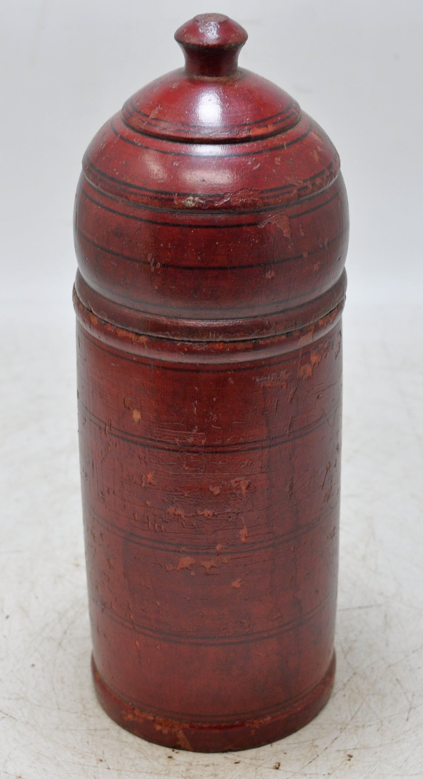 Vintage Wooden Tall Lacquer Painted Candy Box Original Old Hand Crafted