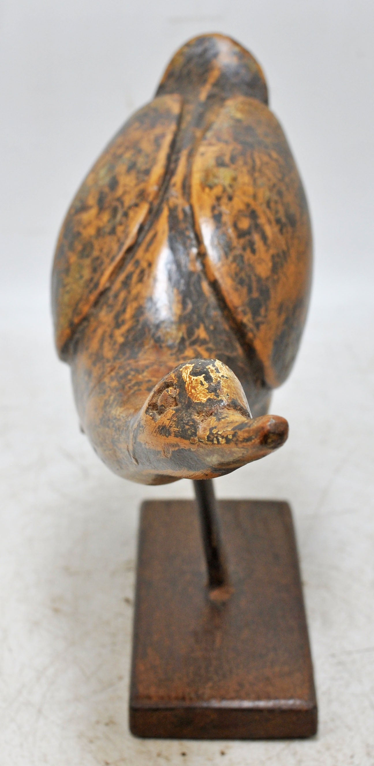 Vintage Wooden Bird Duck Figurine Original Old Hand Carved