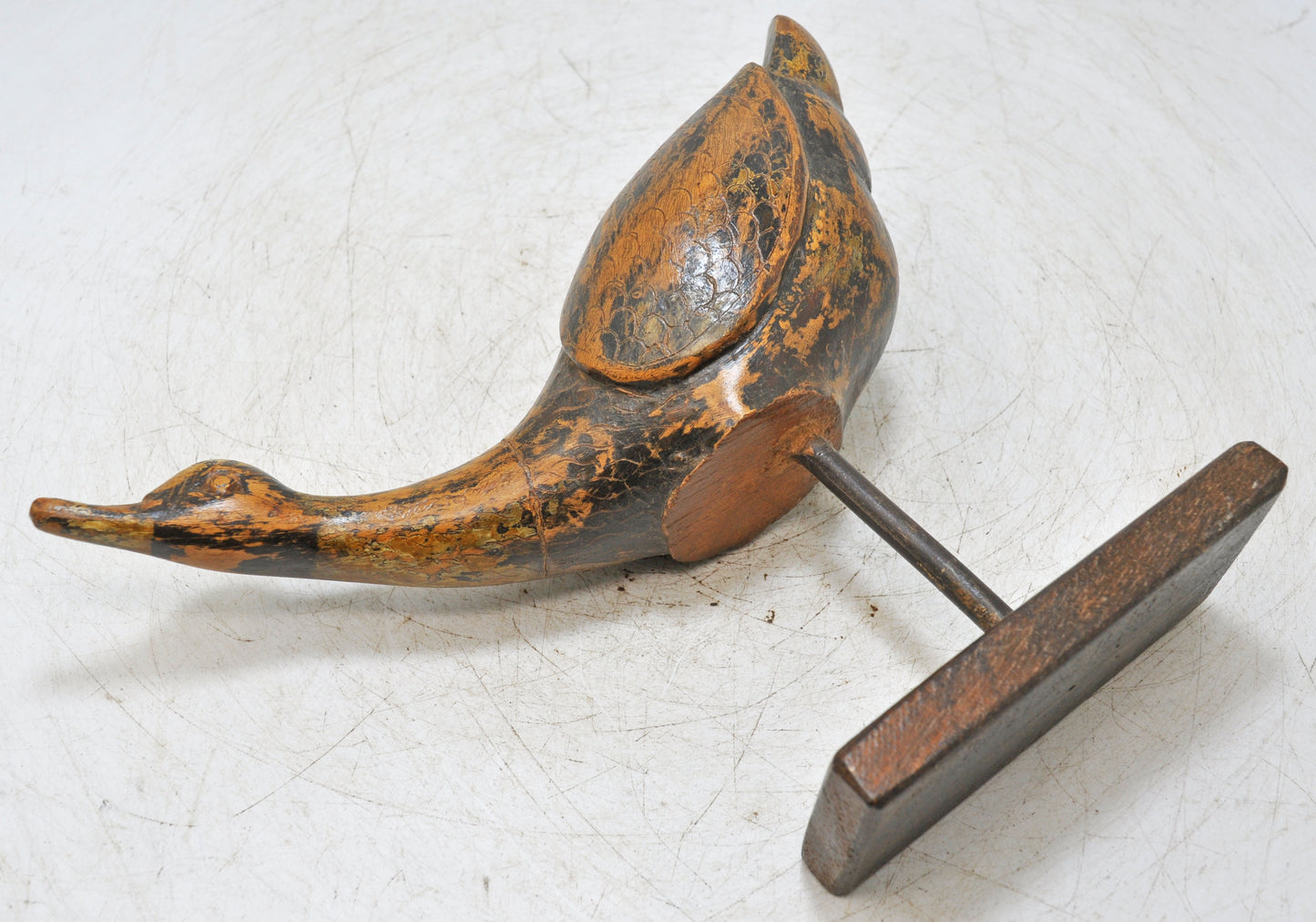 Vintage Wooden Bird Duck Figurine Original Old Hand Carved