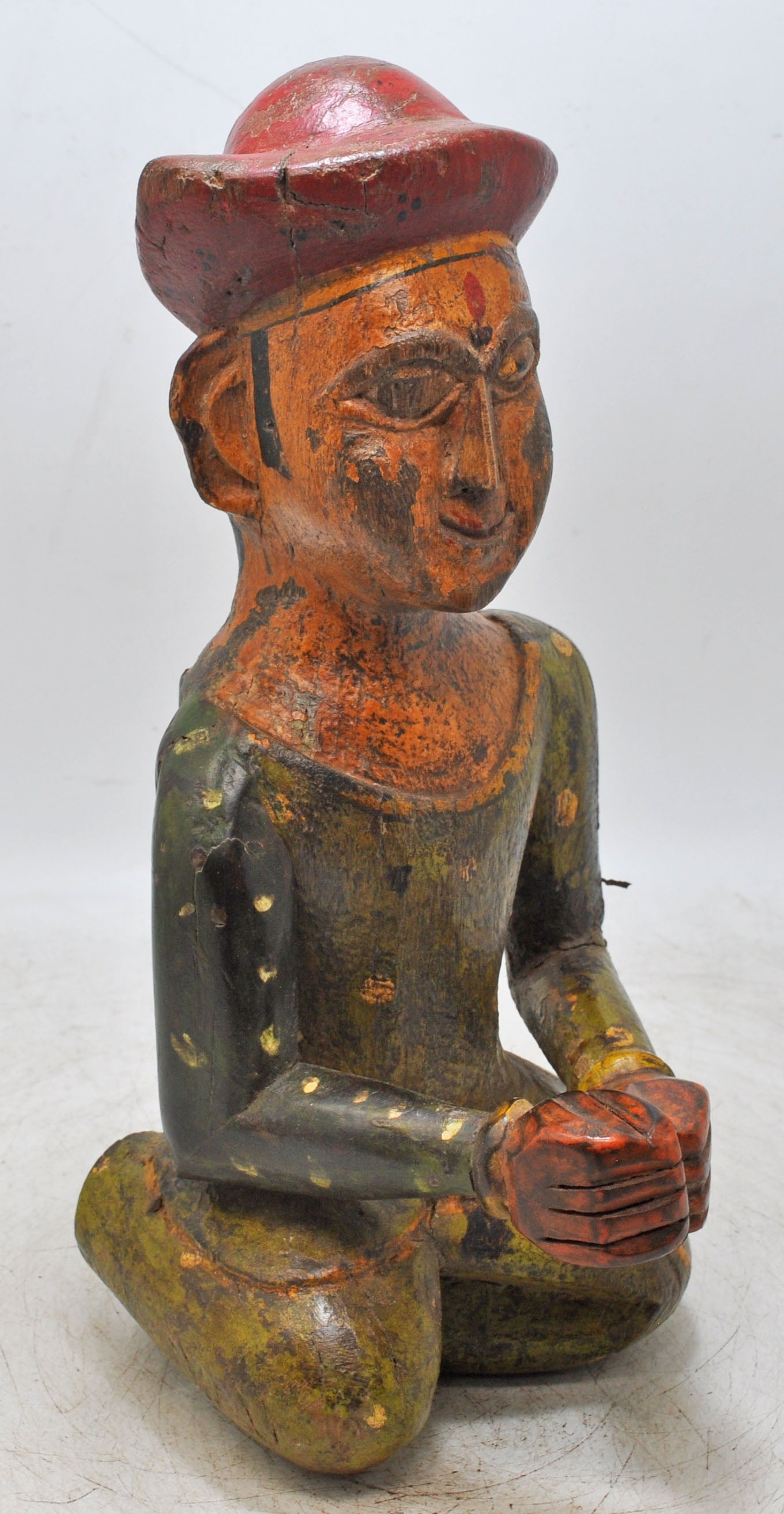 Vintage Wooden Musician Man Figurine Original Old Fine Hand Carved Painted