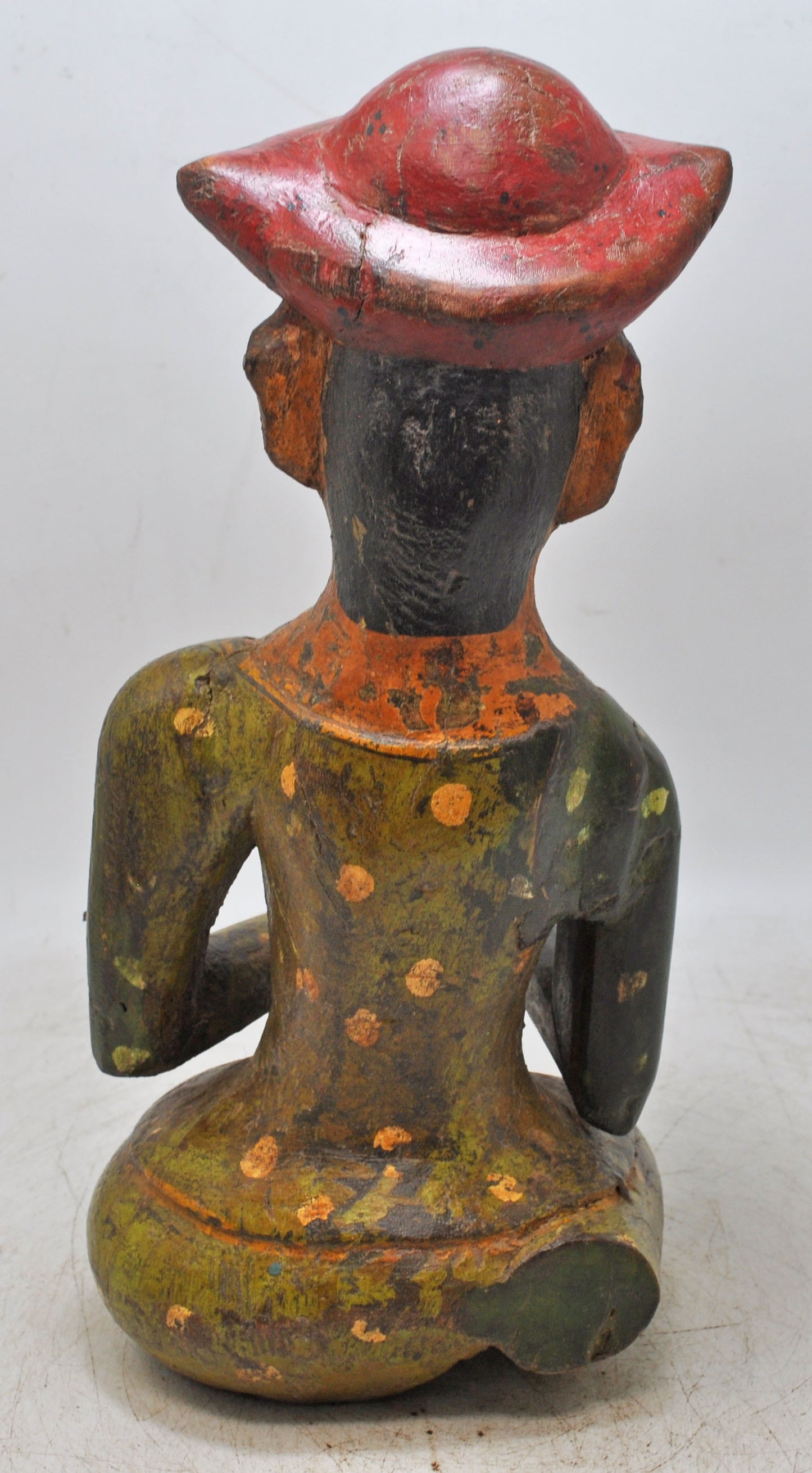 Vintage Wooden Musician Man Figurine Original Old Fine Hand Carved Painted