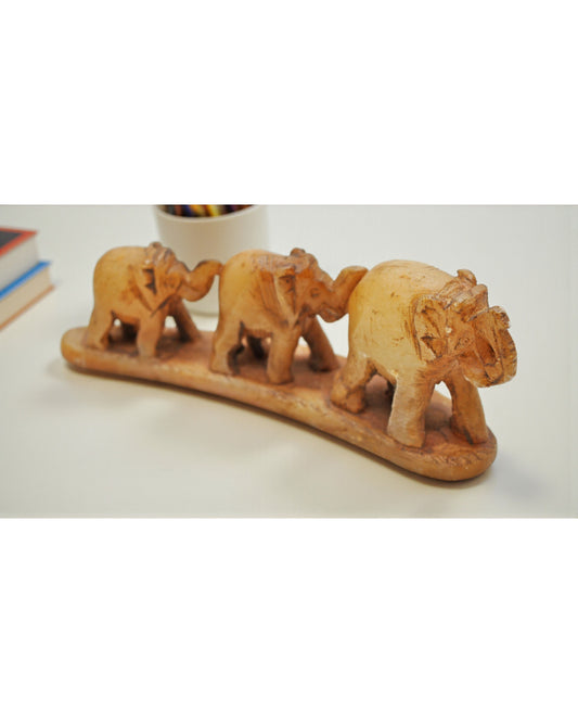 Vintage Stone Set of 3 Elephants Figurine Original Old Hand Carved