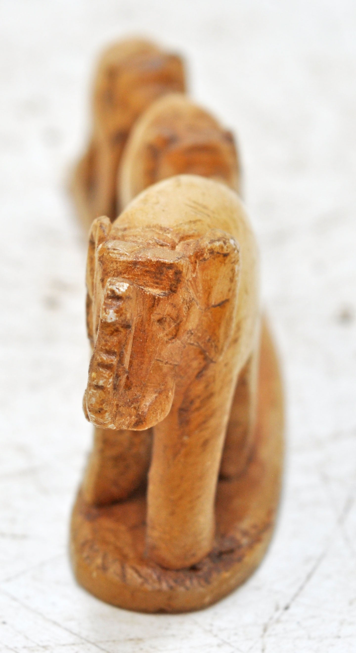 Vintage Stone Set of 3 Elephants Figurine Original Old Hand Carved