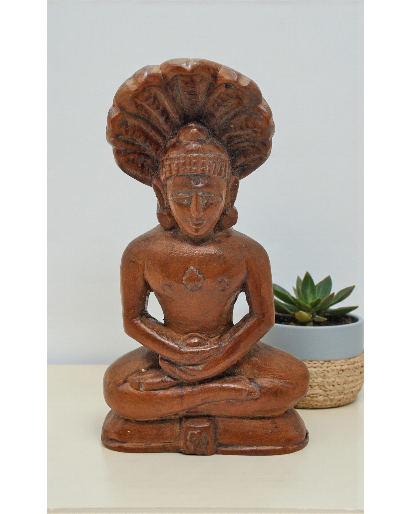 Antique Wooden Jainism Parshvanatha Idol Figurine Original Old Fine Hand Carved
