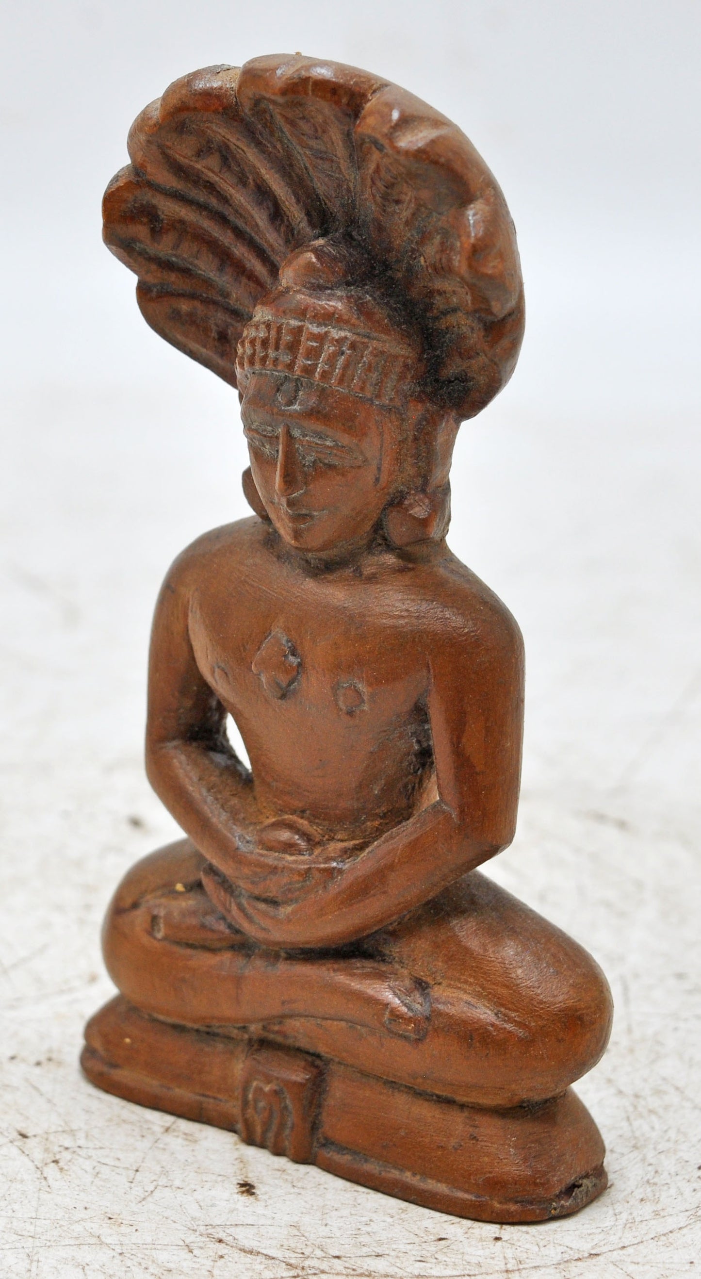 Antique Wooden Jainism Parshvanatha Idol Figurine Original Old Fine Hand Carved