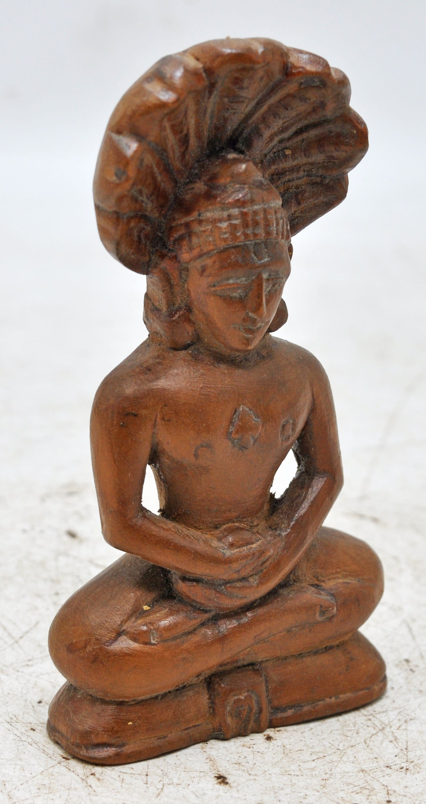 Antique Wooden Jainism Parshvanatha Idol Figurine Original Old Fine Hand Carved