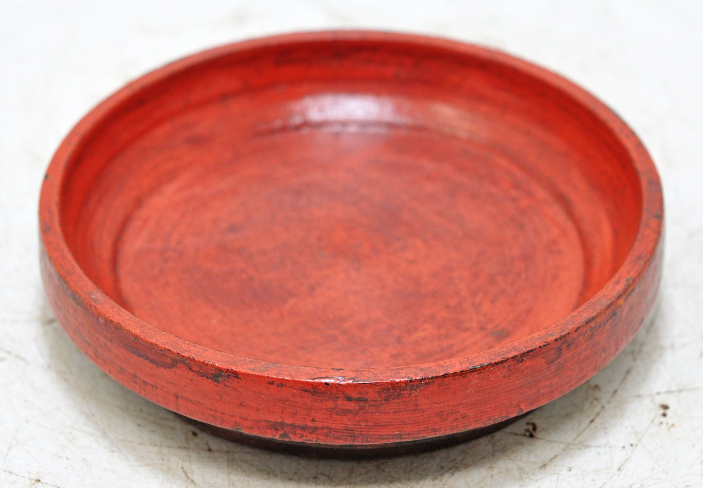 Antique Wooden Round Kitchenware Plate Original Old Lacquer Painted