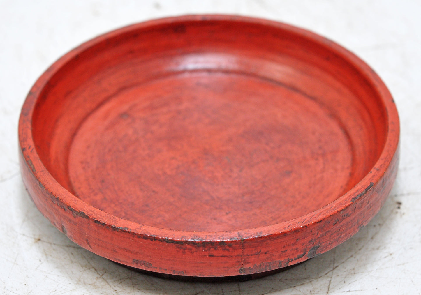 Antique Wooden Round Kitchenware Plate Original Old Lacquer Painted