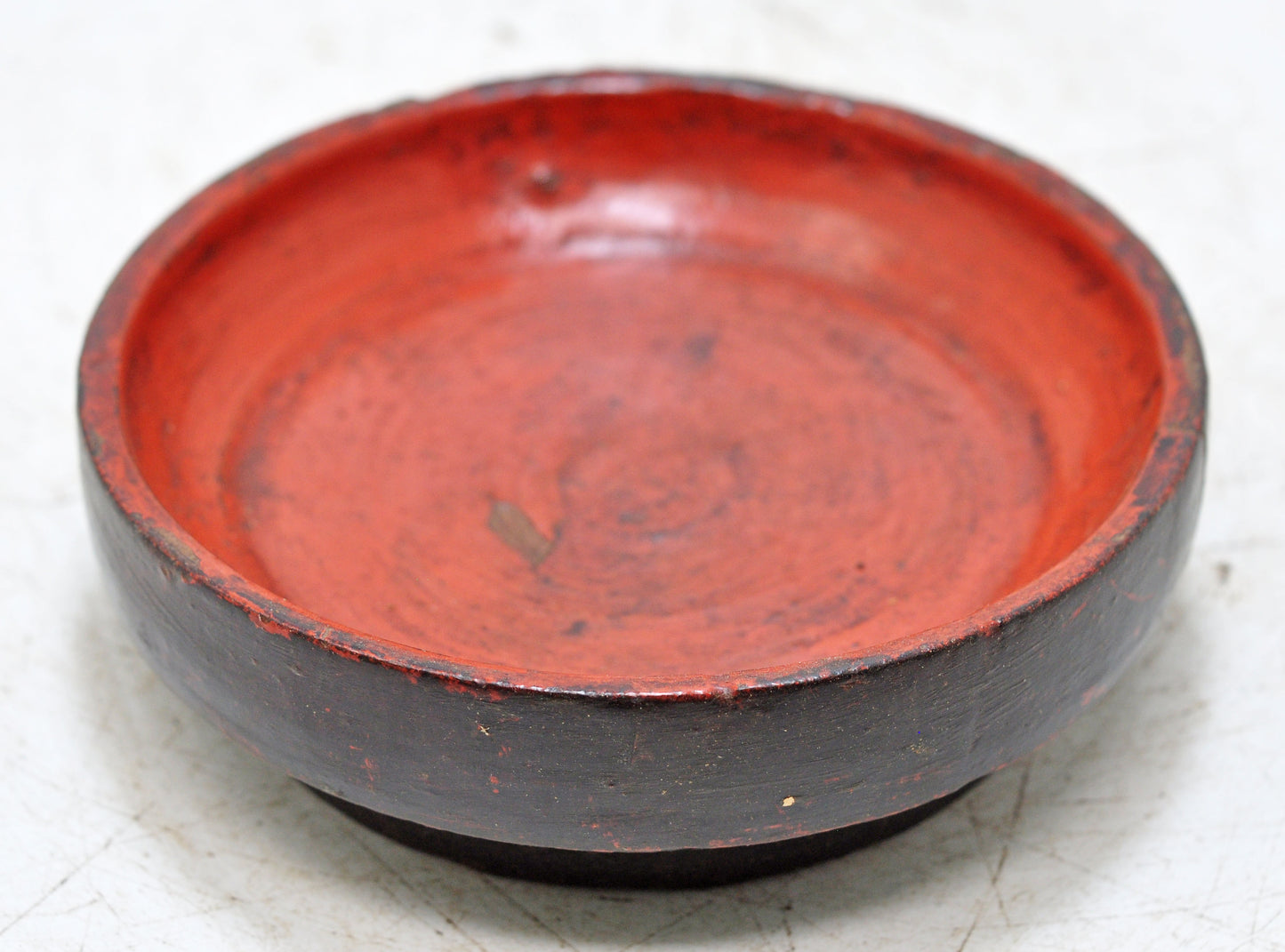 Antique Wooden Round Kitchenware Plate Original Old Lacquer Painted