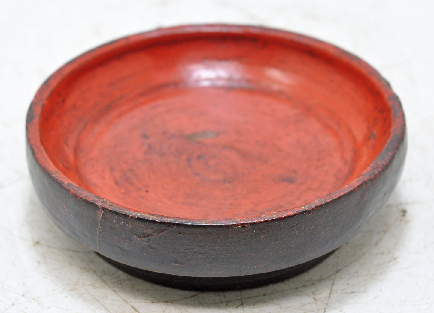Antique Wooden Round Kitchenware Plate Original Old Lacquer Painted