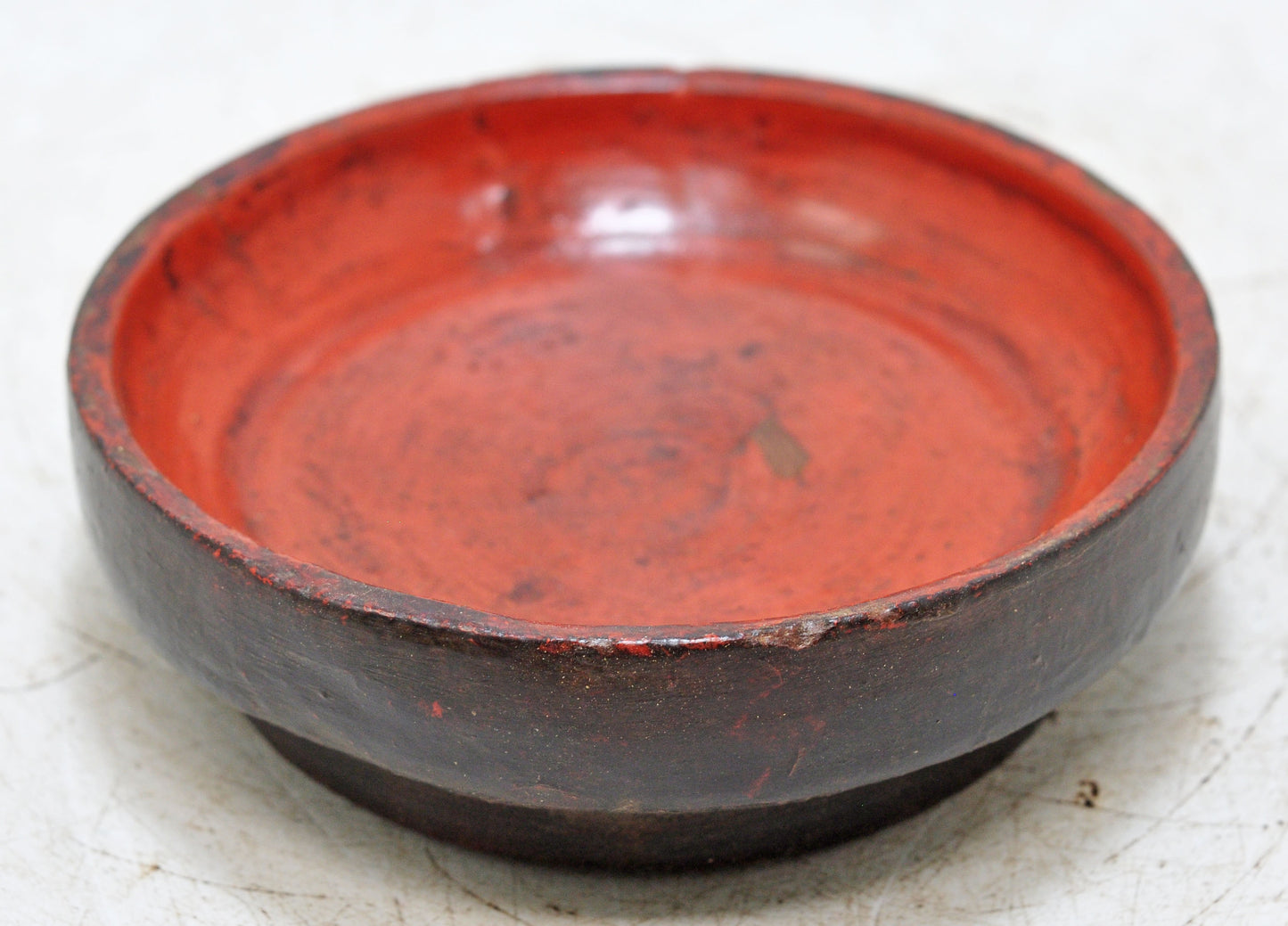 Antique Wooden Round Kitchenware Plate Original Old Lacquer Painted