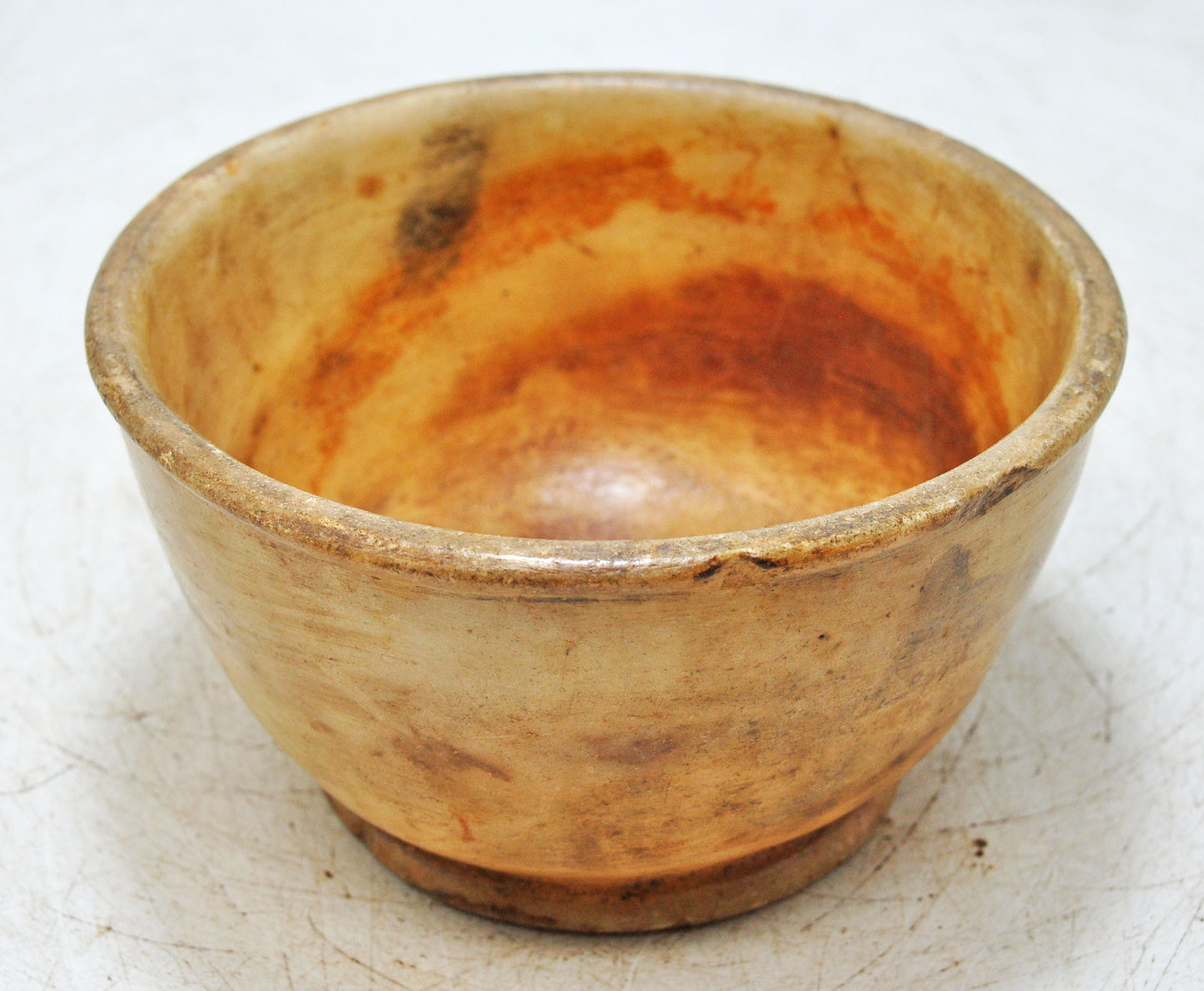 Antique White Marble Round Kitchenware Curry Bowl Original Old Hand Carved