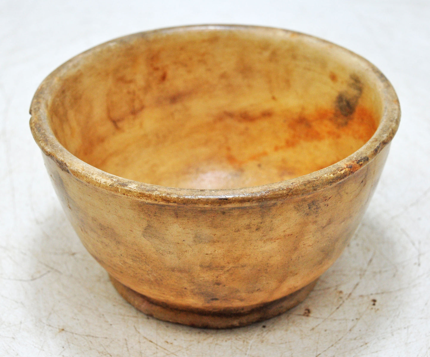 Antique White Marble Round Kitchenware Curry Bowl Original Old Hand Carved