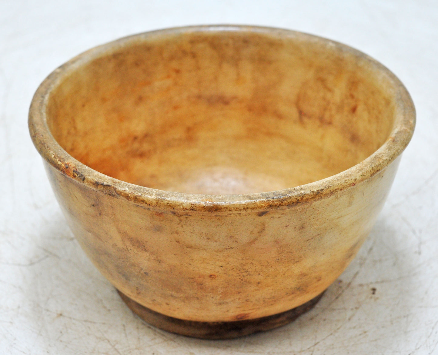 Antique White Marble Round Kitchenware Curry Bowl Original Old Hand Carved