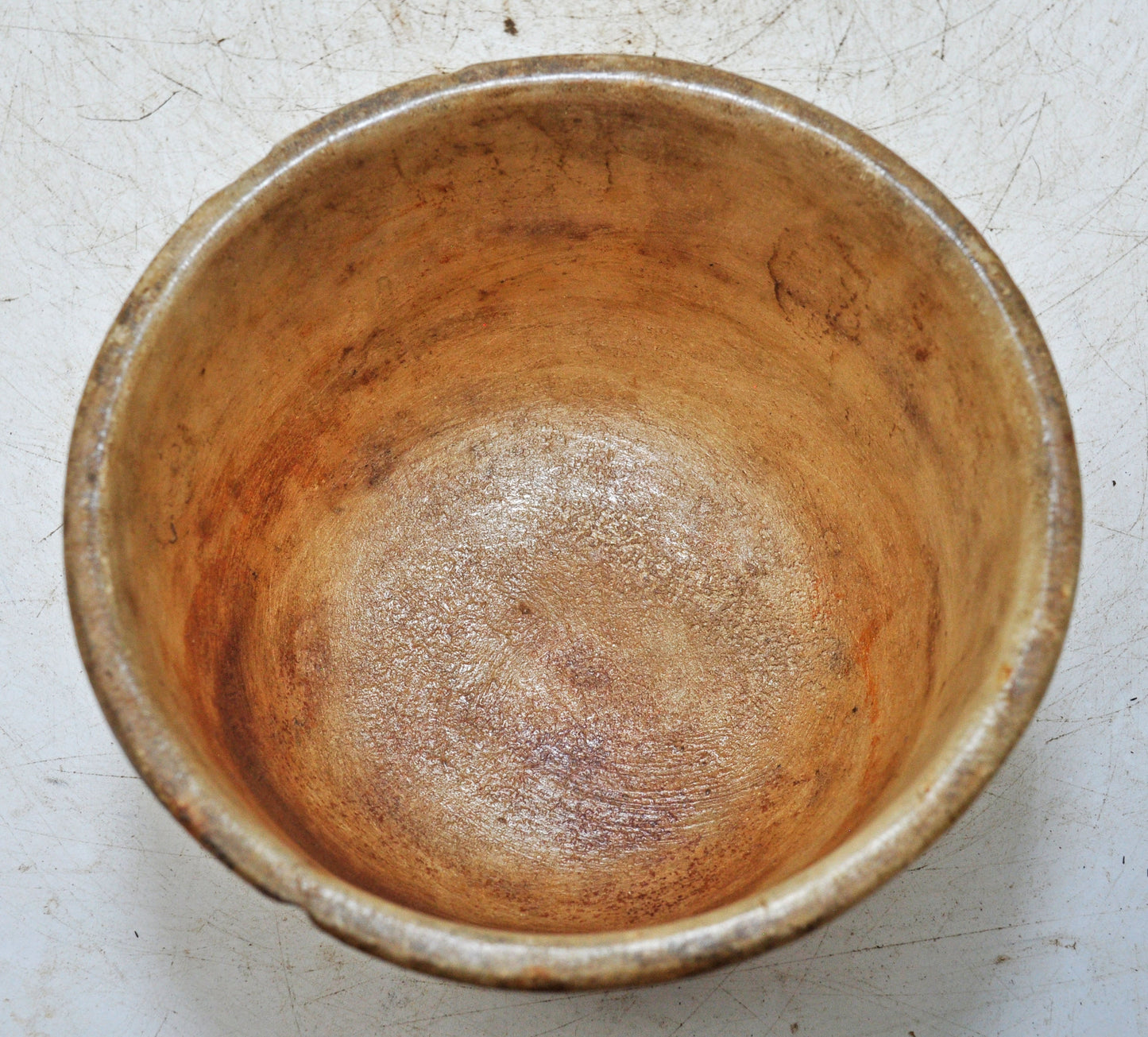 Antique White Marble Round Kitchenware Curry Bowl Original Old Hand Carved
