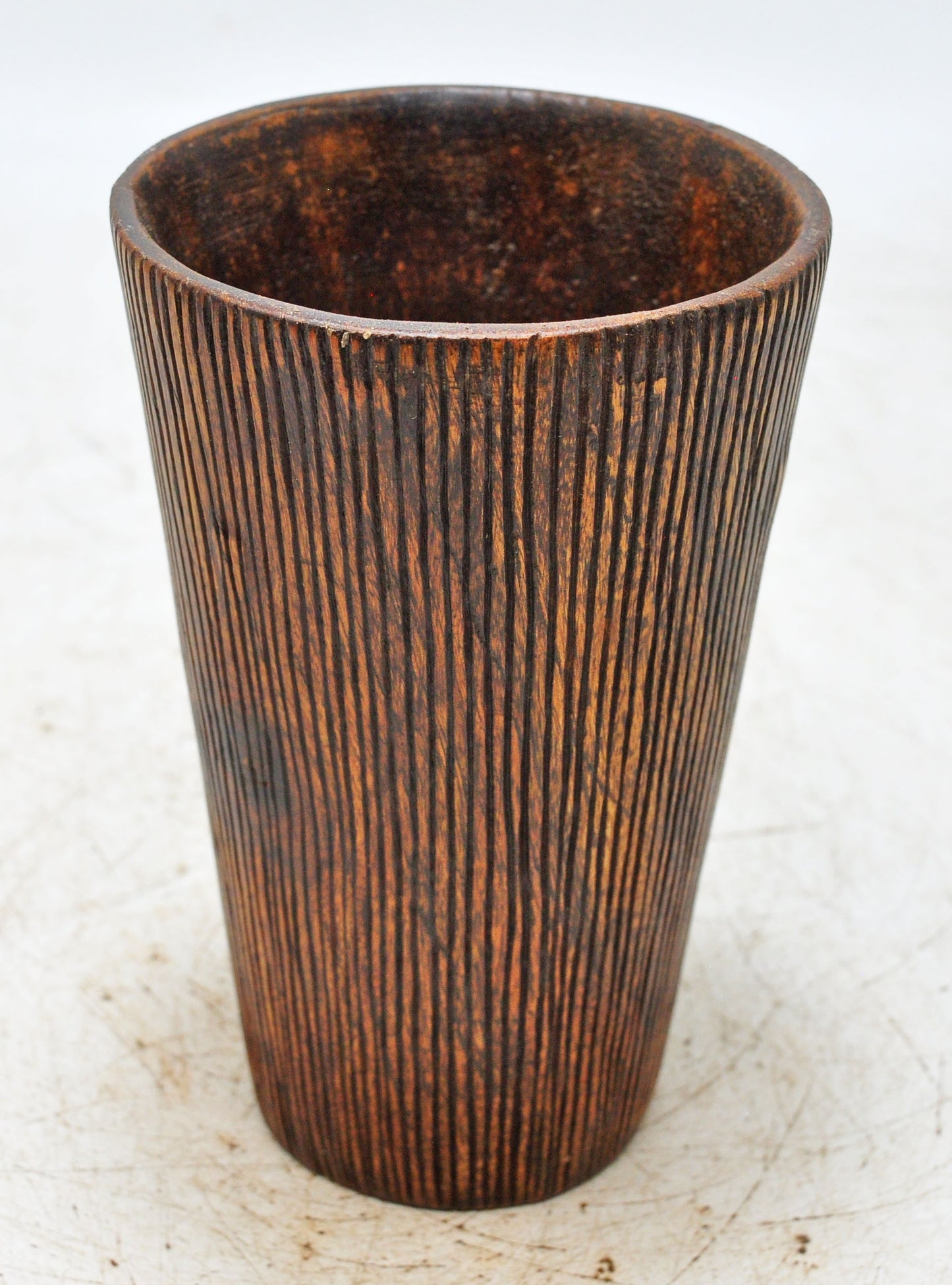 Antique Wooden Kitchenware Drinking Glass Cup Original Old Hand Carved