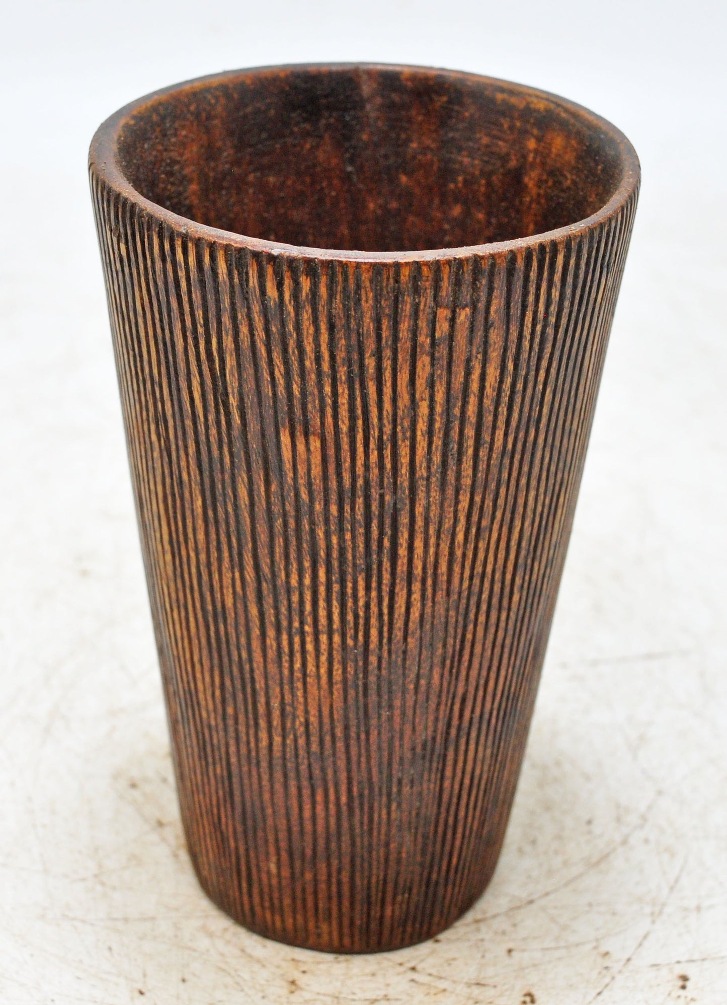 Antique Wooden Kitchenware Drinking Glass Cup Original Old Hand Carved