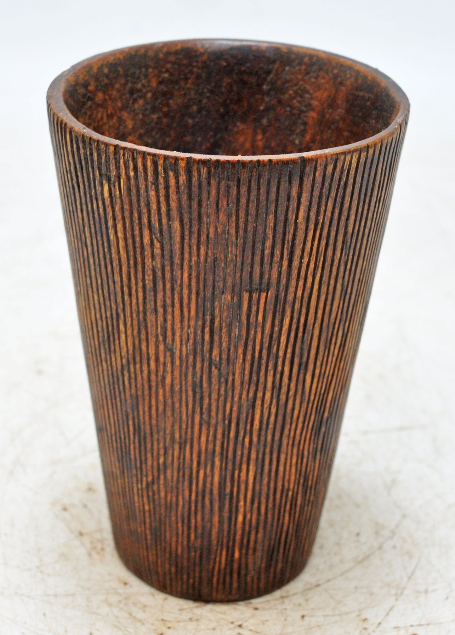 Antique Wooden Kitchenware Drinking Glass Cup Original Old Hand Carved