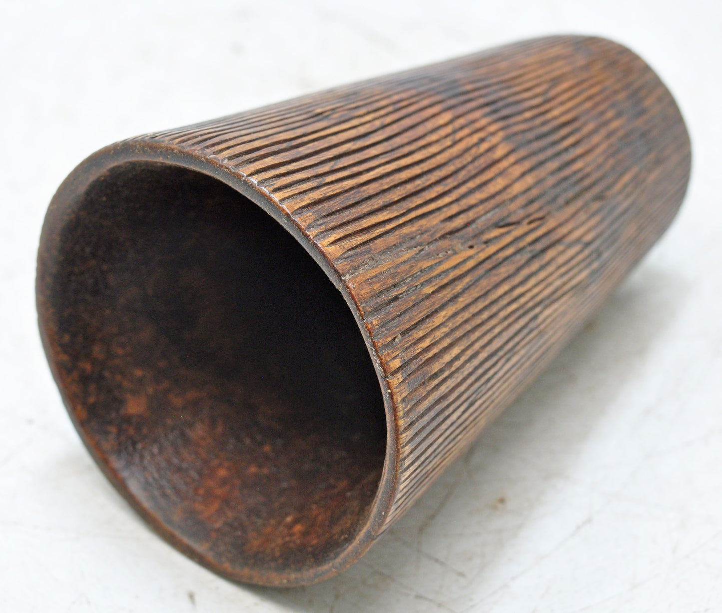 Antique Wooden Kitchenware Drinking Glass Cup Original Old Hand Carved