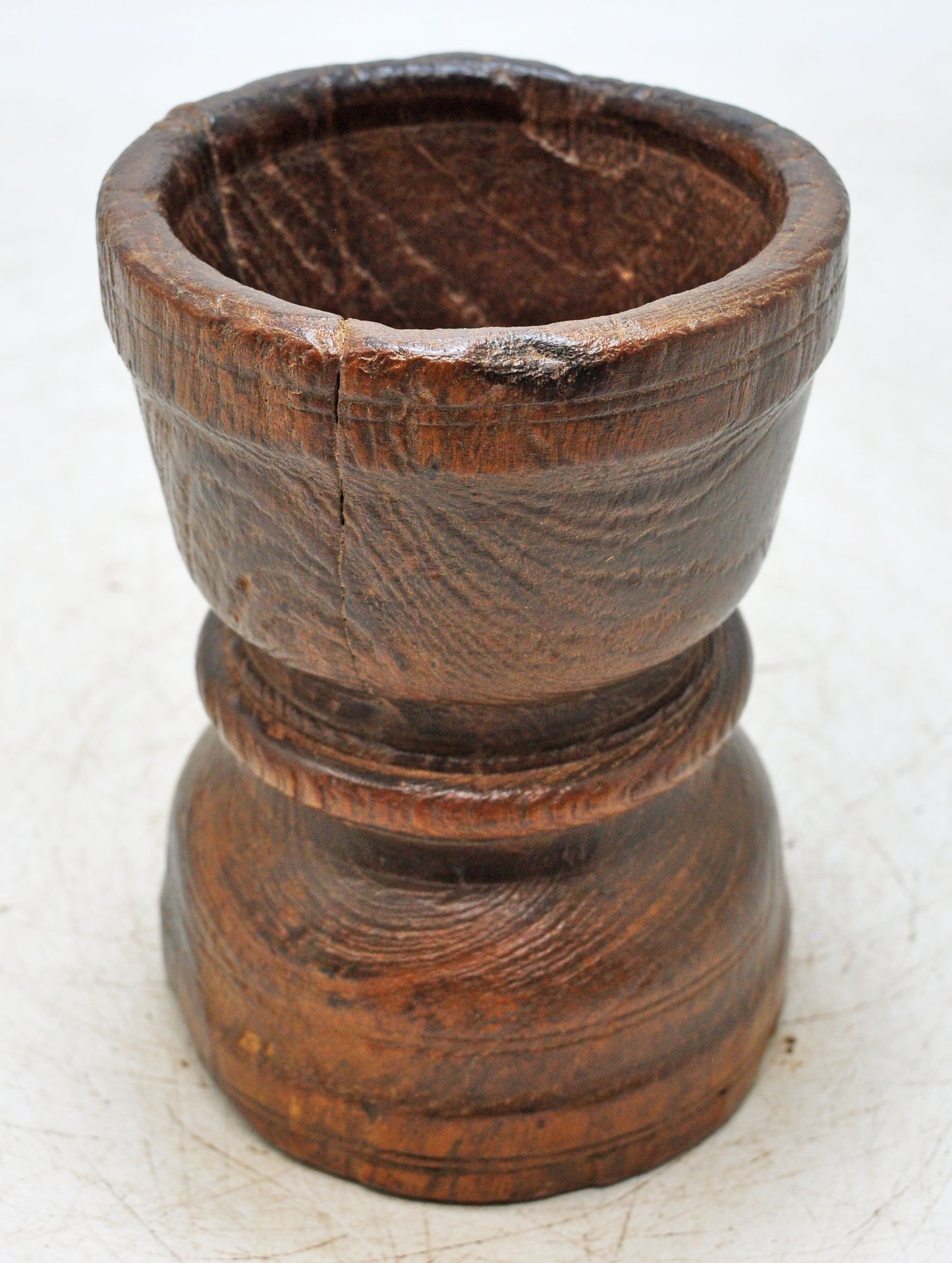 Antique Wooden Spice Grinding Pot Original Old Hand Carved